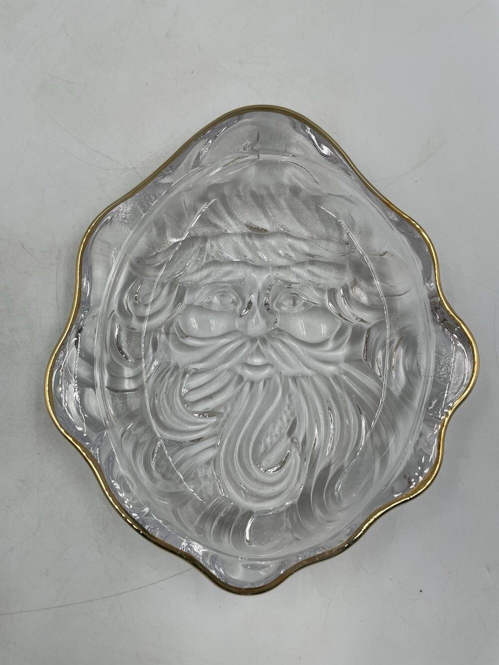 Mikasa Studio Nova Santa Face Glass Dish Gold Trim